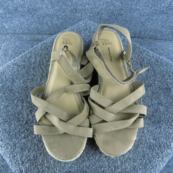 Time And Tru‎ Women Strappy Sandal Shoes Size 8 Medium Brown Synthetic - Picture 3 of 10